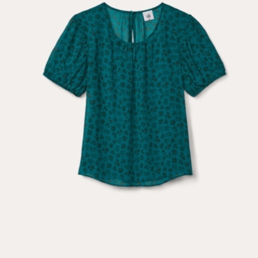 CAbi Teal Patterned Blouse